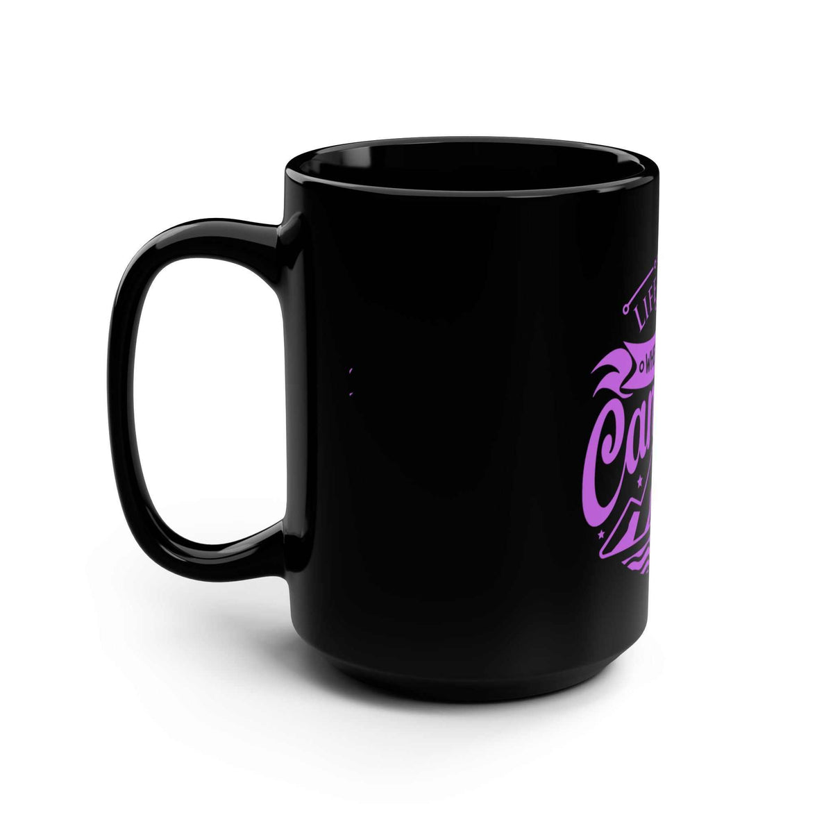 Life is Best when you are Camping Black Ceramic Mug, 15oz