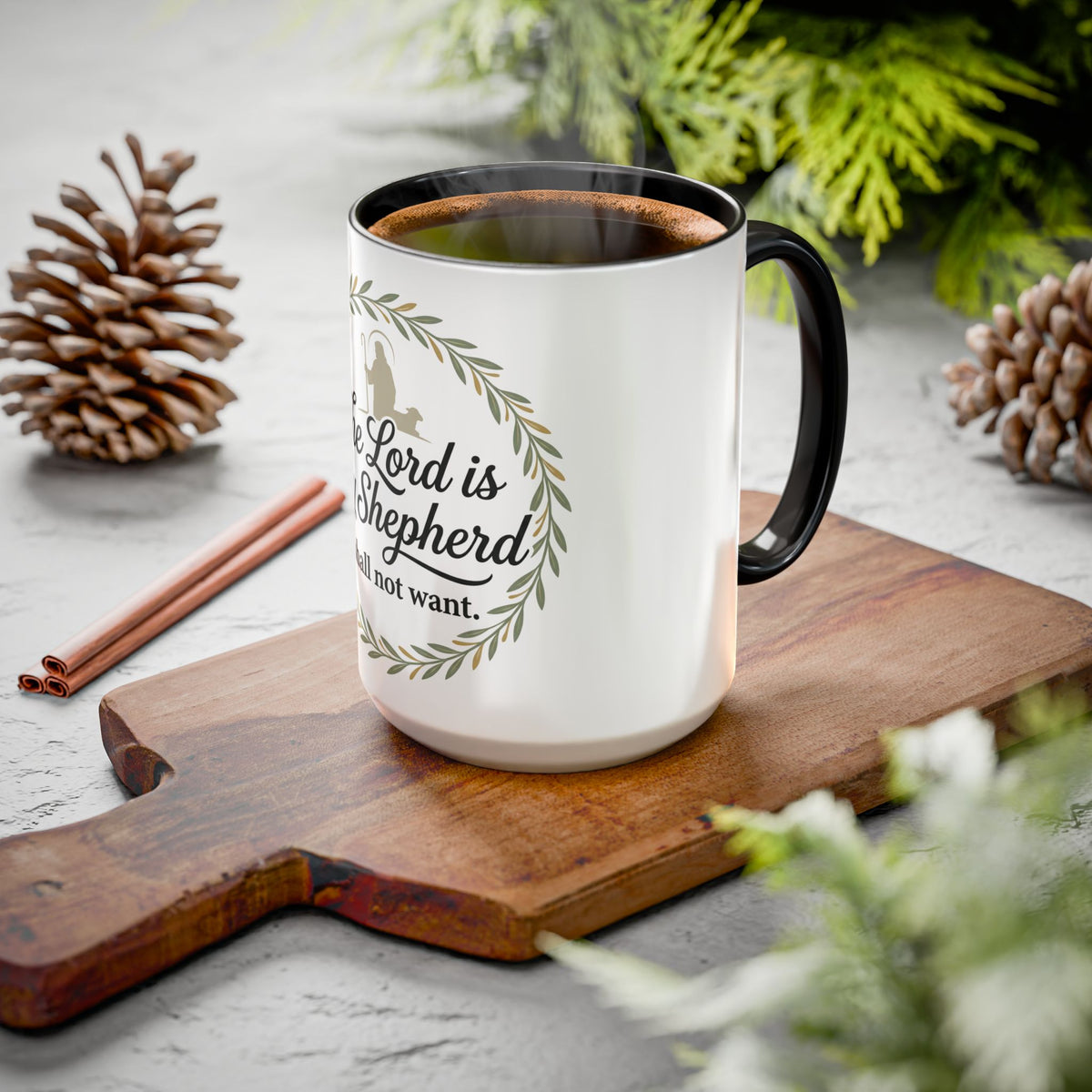 Christian Mug — "The Lord Is My Shepherd, I Shall Not Want" Inspirational Coffee Cup