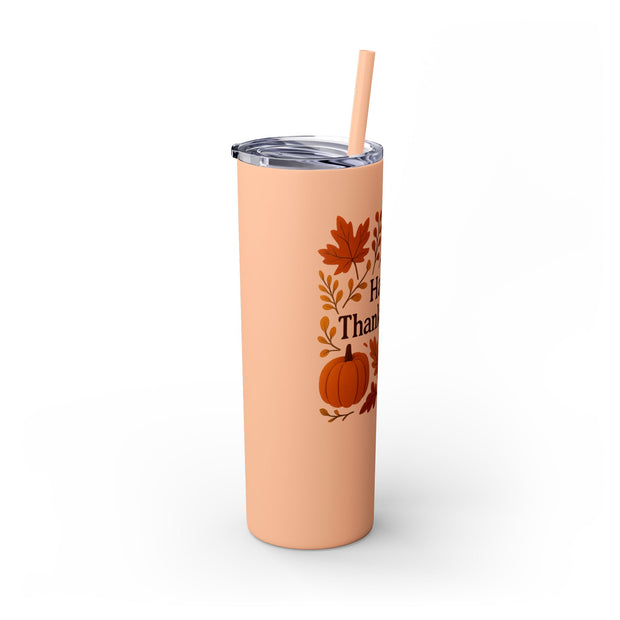 Thanksgiving Skinny Tumbler with Straw, 20oz - Festive Drinkware for Fall Celebrations, Reusable Travel Mug, Fall Decor Gift, Holiday [...]