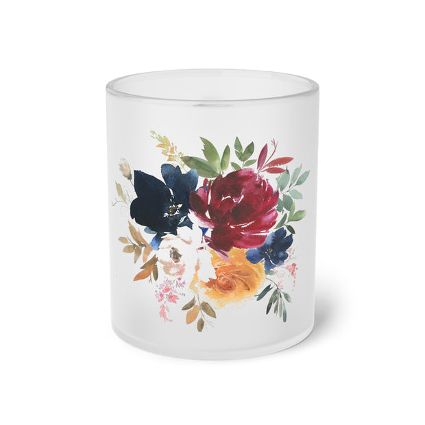 Frosted Glass Mug-Floral