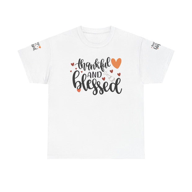 Thankful and Blessed Tee | Unisex Heavy Cotton Shirt for Gratitude, Everyday Wear, Thanksgiving, Gifts, Family Gatherings