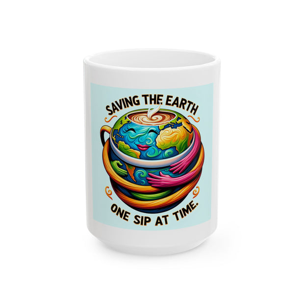 Eco-Friendly Earth Savior Mug - Vibrant Coffee Cup, Gift for Nature Lovers, Earth Day Decor, Sustainable Sip, Green Living