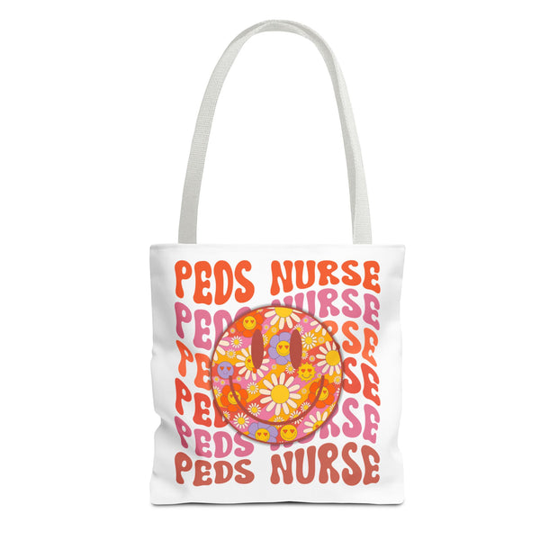 Pediatric Nurse Tote Bag, Cute Nurse Gift, Funny Medical Tote, Nurse Appreciation, Floral AOP Design