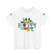Happy Floral Unisex Tee - Bee Design, Cute Everyday Shirt, Gift for Nature Lovers, Summer Style, Cheerful Apparel