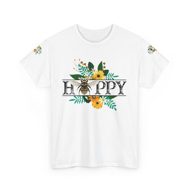 Happy Floral Unisex Tee - Bee Design, Cute Everyday Shirt, Gift for Nature Lovers, Summer Style, Cheerful Apparel