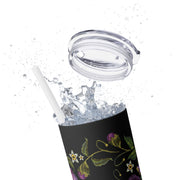 Embroidery Designed Skinny Tumbler with Straw, 20oz