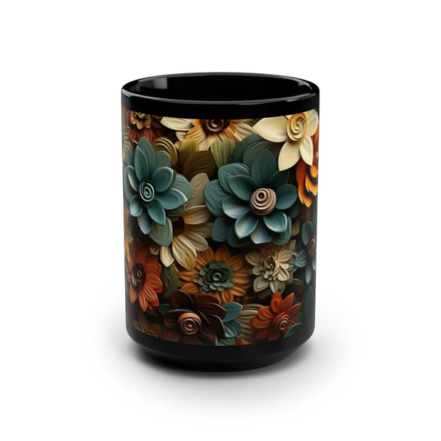 Floral Black Mug