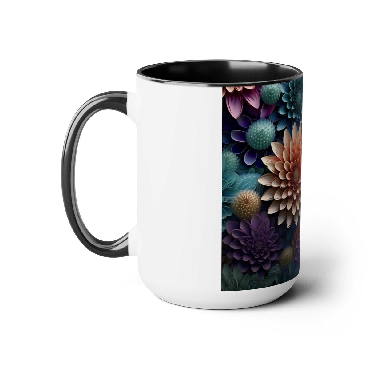 Floral Two-Tone Coffee Mug 