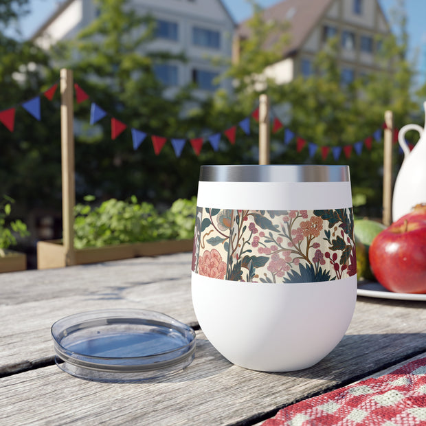 Floral Insulated Cup, 12oz Mug, Summer Drinkware, Gift for Her, Eco-Friendly Travel Cup, Outdoor Beverage Holder
