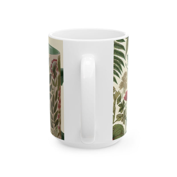 Botanical Ceramic Mug - Greenery Inspired Coffee Cup, Perfect Gift for Plant Lovers, Eco-Friendly Kitchen Decor, Birthday, Housewarming