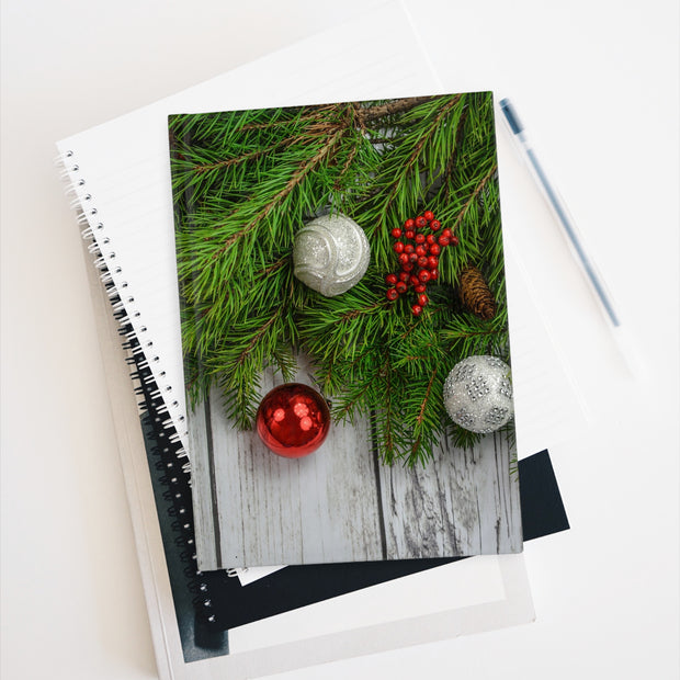 Festive Ruled Journal with Christmas Design, Holiday Gift, Winter Notebook, Writing Journal, Gift for Friends, Seasonal Decor