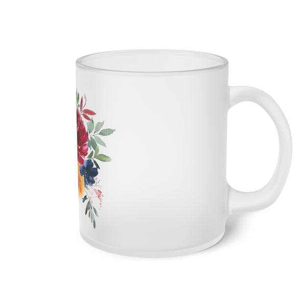 Frosted Glass Mug-Floral