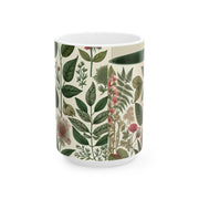 Botanical Ceramic Mug - Greenery Inspired Coffee Cup, Perfect Gift for Plant Lovers, Eco-Friendly Kitchen Decor, Birthday, Housewarming