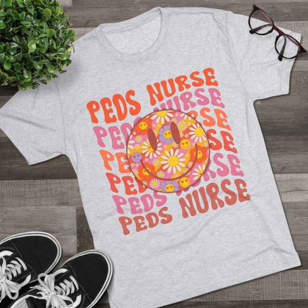 Peds Nurse Graphic Tee - Fun Unisex Tri-Blend Crew Tee, Cute Pediatric Nurse Shirt, Gift for Nurses, Medical Apparel, Healthcare Humor