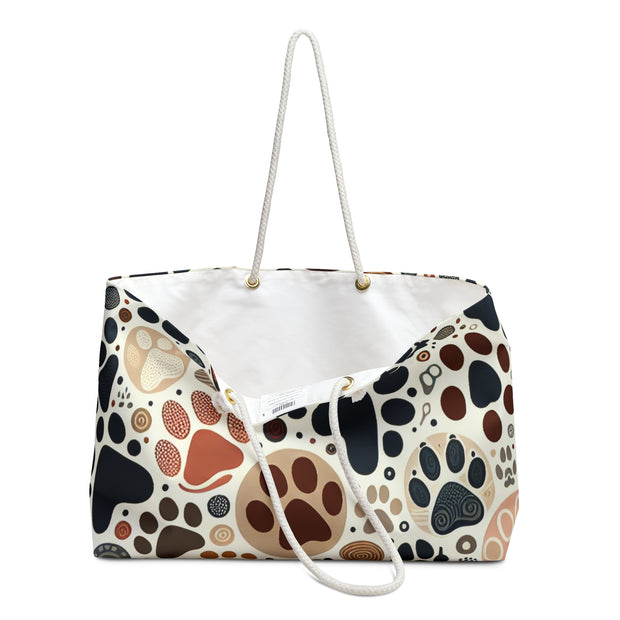 Paw Print Weekender Bag - Travel Tote for Dog Lovers, Pet-Themed Gym Bag, Weekend Getaway Bag, Dog Mom Gift, Stylish Animal Tote