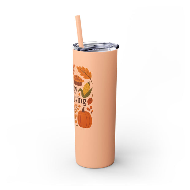 Thanksgiving Skinny Tumbler with Straw, 20oz - Festive Drinkware for Fall Celebrations, Reusable Travel Mug, Fall Decor Gift, Holiday [...]