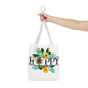 Happy Bee Floral Tote Bag, Bright Shopper, Eco-Friendly Gift, Spring Style, Mother's Day, Floral Design