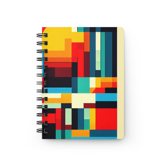 Notebook with a colorful geometric pattern on a white background