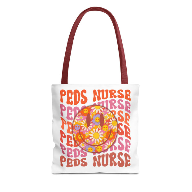Pediatric Nurse Tote Bag, Cute Nurse Gift, Funny Medical Tote, Nurse Appreciation, Floral AOP Design