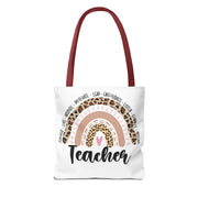 Teacher Appreciation Tote Bag, Motivational Gift, Cute School Bag, Leopard Print Rainbow Design, Back to School Essentials