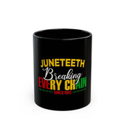 Warm your soul with a nice cup of coffee out of this black Juneteenth ceramic mug. Customize with cool designs, photos, or logos to make that “aaahhh!” moment even better. It’s BPA and lead-free, microwave and dishwasher-safe, and made of black durable ceramic and available in 11-ounce and 15-ounce sizes. 