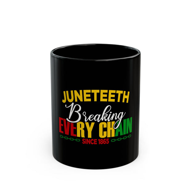 Warm your soul with a nice cup of coffee out of this black Juneteenth ceramic mug. Customize with cool designs, photos, or logos to make that “aaahhh!” moment even better. It’s BPA and lead-free, microwave and dishwasher-safe, and made of black durable ceramic and available in 11-ounce and 15-ounce sizes. 