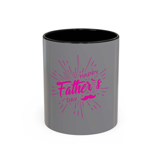 Happy Father's Day Accent Coffee Mug with black interior and handle, 11oz ceramic cup for dad