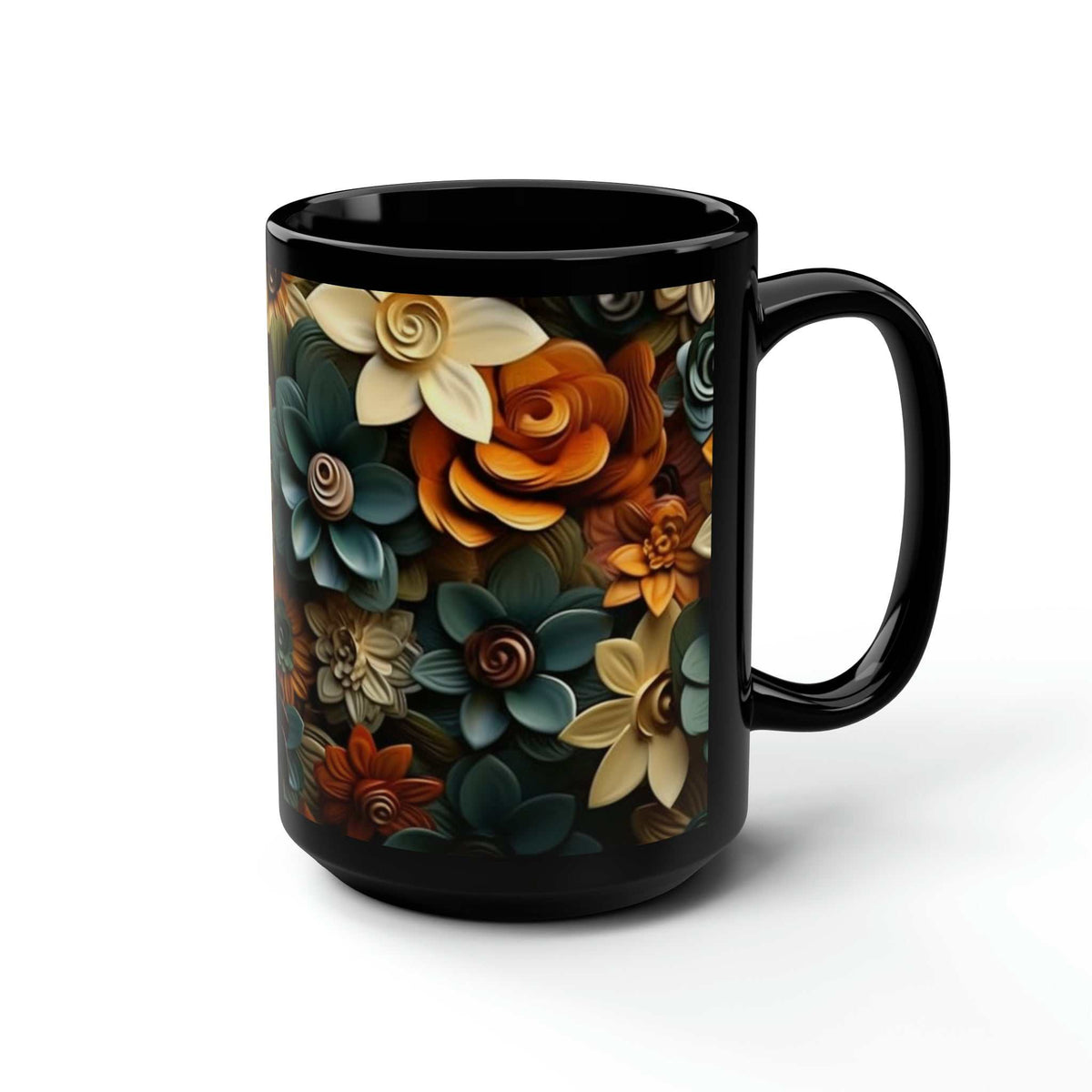 Floral Black Mug