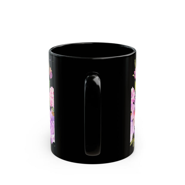 Black Ceramic Mug Floral (11oz, 15oz)