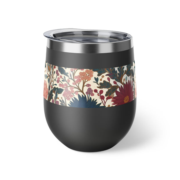 Floral Insulated Cup, 12oz Mug, Summer Drinkware, Gift for Her, Eco-Friendly Travel Cup, Outdoor Beverage Holder