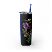 Embroidery Designed Skinny Tumbler with Straw, 20oz