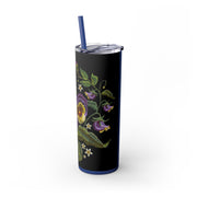 Embroidery Designed Skinny Tumbler with Straw, 20oz