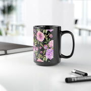 Black Ceramic Mug Floral (11oz, 15oz)