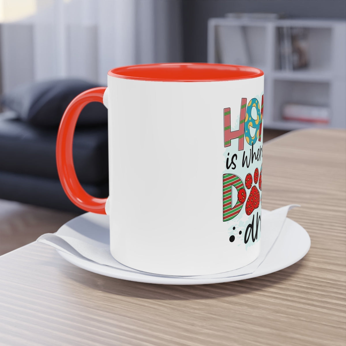 Two-Tone Coffee Mug 11oz–Home is Where My Dogs Are Two Tone Coffee Mug