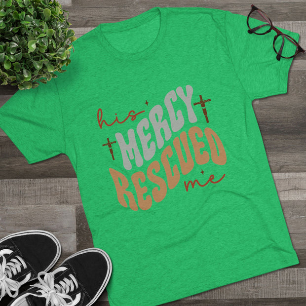Faith-Inspired Unisex Tee: "His Mercy Rescued Me" - Inspirational Gifts, Christian Apparel, Casual Wear, Everyday Faith