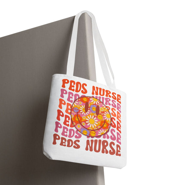 Pediatric Nurse Tote Bag, Cute Nurse Gift, Funny Medical Tote, Nurse Appreciation, Floral AOP Design