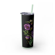 Embroidery Designed Skinny Tumbler with Straw, 20oz