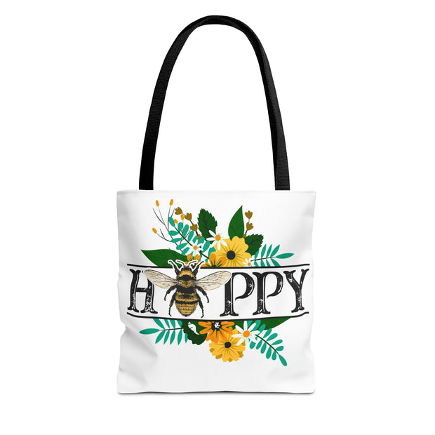 Bee Happy Floral Tote Bag, Eco-friendly gift