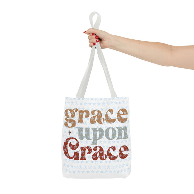 Grace Upon Grace Tote Bag, Inspirational Cotton Tote, Faith-Based Bag, Reusable Shopping Tote, Gift for Friends