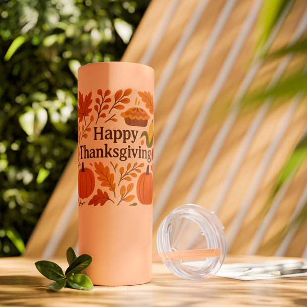 Thanksgiving Skinny Tumbler with Straw, 20oz - Festive Drinkware for Fall Celebrations, Reusable Travel Mug, Fall Decor Gift, Holiday [...]
