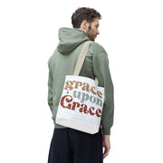 Grace Upon Grace Tote Bag, Inspirational Cotton Tote, Faith-Based Bag, Reusable Shopping Tote, Gift for Friends