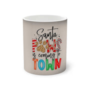 Bring back the magic of youth with a custom Santa Paws is coming to Town color-changing mug. Fill this mug up with 11oz of any hot beverage and watch the black coating fade to reveal your print thanks to the heat-reactive design. Each custom color-changing mug comes with a durable ceramic construction with a glossy finish.