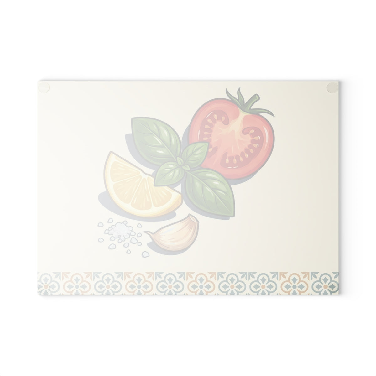 Tomato, Basil & Lemon Glass Cutting Board — Decorative Kitchen Chopping Board