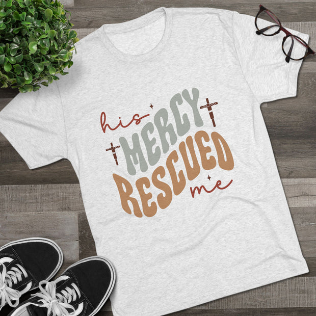Faith-Inspired Unisex Tee: "His Mercy Rescued Me" - Inspirational Gifts, Christian Apparel, Casual Wear, Everyday Faith