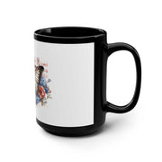 Flag and Butterfly Black Mug, 15oz, ceramic