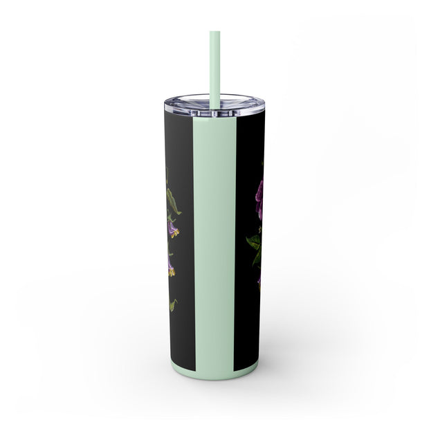 Embroidery Designed Skinny Tumbler with Straw, 20oz