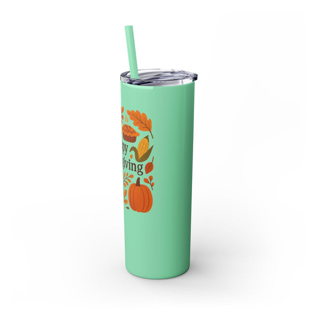 Thanksgiving Skinny Tumbler with Straw, 20oz - Festive Drinkware for Fall Celebrations, Reusable Travel Mug, Fall Decor Gift, Holiday [...]