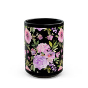 Black Ceramic Mug Floral (11oz, 15oz)