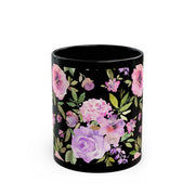 Black Ceramic Mug Floral (11oz, 15oz)