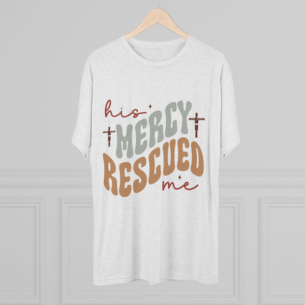 Faith-Inspired Unisex Tee: "His Mercy Rescued Me" - Inspirational Gifts, Christian Apparel, Casual Wear, Everyday Faith